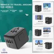 World Wide Travel Adapter Multi Plug Universal UK EU AU US 3 USB Port Charger