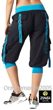 ZUMBA CARGO CAPRI PANTS Glow Retro DANCE FITNESS -fr. Harrods/UK Convention S M