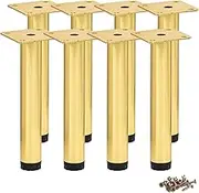 4 Inch / 10cm Metal Furniture Legs, Btowin VCF 8 Pcs Glod Adjustable Furniture Support Feet, DIY Replacement Dresser Legs Feet for Cabinet Table Sofa Couch Chair Desk Kitchen Cupboard