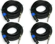 4 PACK speakon compatible to 1/4 25ft foot PA DJ stage monitor speaker cables