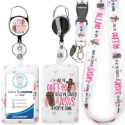 Cute ID Badge Holder with Lanyard Retractable Badge Reel Clip Funny Lanyards ...