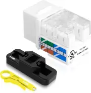 Cat6A RJ45 Keystone Jacks UL Listed 50-Pack, 110-Type UTP Modular Ethernet