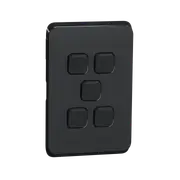 Clipsal Iconic Series Cover Frame - 5 Switches - Iconic Black - 3045C-XB