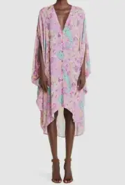 $1340 Etro Women Pink Paisley Print Button Front V-Neck Poncho Top Size IT36/US0