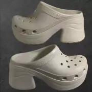 Crocs Siren Heeled Clog Women's 9 Bone 208547-2Y2
