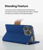 Denim Flip Wallet Case for iPhone 16 Pro Max Plus 15 14 13 12 XR w/ Card Slots