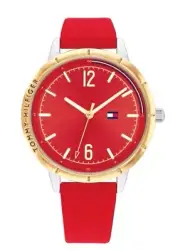 Tommy Hilfiger Women's Watch Red Dial And Band, Gold Case 1782561, 38mm New