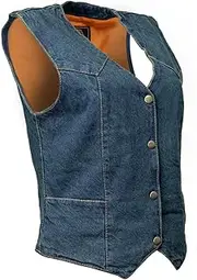Milwaukee Women's 4 Front Snap Denim Vest (Blue, X-Small) (14/12 OZ DEN)