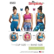 Simplicity 8560 S-XL Sport Bra Strappy Open Back Crop Top Tattoo Workout Pattern