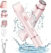 Dermave Bikini Shaver,2025 Upgrade Dual Head Shaver Women,Ezme Razor, 2 in 1 Wet & Dry Waterproof Electric Bikini Trimmer for Women,Pink