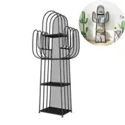 Catzon Freestanding Bookshelves Cactus Shaped 4-Tier for Small Spaces-Black
