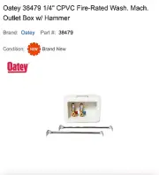 OATEY 38479 Outlet Box,Washing Machine,CPVC Solvent