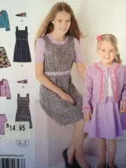 Simplicity Sewing Pattern 1723 Girls Childs Jacket Skirt Headband Size 3-6 Uncut