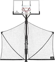 Silverback Basketball Yard Guard Defensive Net System Rebounder with Foldable Net and Arms into Pole , White/Black, Large