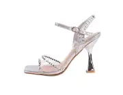 Ninety Union Lady Couture Brandy Rhinestone Metallic Heel Sandal, Silver, 7