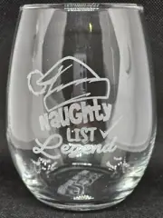 NEW Toasted Tales Stemless Wine Glass "NAUGHTY LIST LEGEND"