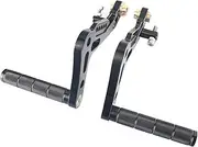 DEMULAX Black CNC Aluminum Alloy Billet Set Racing Race Go Kart Pedals Foot Rests Pedals Brake And Accelerator Foot Pegs Motorcycle Rider Pegs