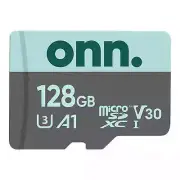 onn. 128GB MicroSDXC Class 10 U3 V30 Flash Memory Card