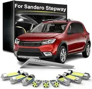 9Pcs LED Interior Map Dome Plate Light Kit, For Dacia Sandero Stepway 2010-2016 2017 2018 2019 2020 2021 2022 2023 2024