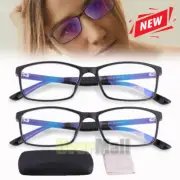 2 PK Mens Black Frame Spring Hinge Reading Glasses Blue Light Blocking Readers