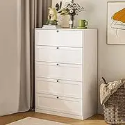 GUAWJRZDP Storage Cabinet, Metal Drawer Chest, Chest of Drawers, Drawer Chest for Bedroom, Large Storage Tower Organizer, for Closet Living Room Entryway, White(5 Drawer Chest)