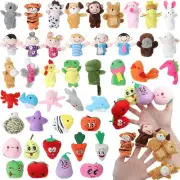 44 Pieces Finger Puppets Set Cartoon Animal Fruit Family Story Time Cloth Vel...