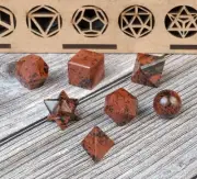 Mahogany Obsidian 7Pcs Sacred Geometry Set Platonic Solids with Wooden Box