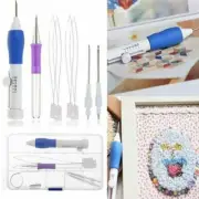 Embroidery Punch Kit Magic Pen Knitting Sewing Stitching Needle Threads Tool