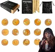 Rune Stones Set | Pagan Stones - Divination Ornament with Bag and Guide Book for Beginners Men Paganism Rituals Altar Decor