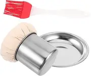 ULTECHNOVO 1Set Pancake Oil Brush with Tray Wear Resistant Cooking Brush for Even Oil Application Pancakes Bacon Eggs Practical Kitchen Tool for Breakfast Preparation