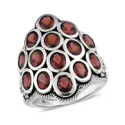 Artisan Crafted Mozambique Garnet Ring Sterling Silver 6.25 ctw Size 6, 9