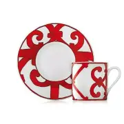 HERMES BALCON DU GUADALQUIVIR PAIR OF COFFEE CUPS & SAUCERS #P011017P BRAND NIB