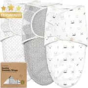Baby Swaddle Sleep Sacks 3 Pack Organic Newborn 0-3 Months Ergonomic Nordic