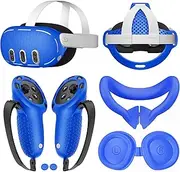 JDXFENG 6pcs Silicone Protective Case Set Cover Controller Grip Cover Lens Protector Joystick Covers for 3 for Quest 3