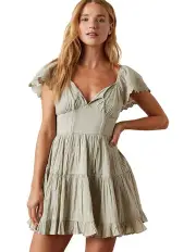 [American Eagle] Flutter Sleeve Mini Dress in Olive