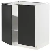 METOD base cabinet with shelves/2 doors, white/Upplöv matt anthracite, 80x60x80 cm