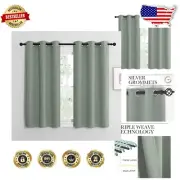 Contemporary Greyish Green Room Darkening Curtains, Set of 2, Easy Care 42x50