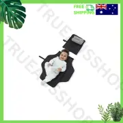 Portable Baby Change Mat Black 2-in-1 Design with Storage Pockets Strap 94.5cm