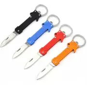 GUITAR SHAPE METAL KEY CHAIN & BOTTLE OPENER KNIFE PEELER SURVIVAL FOLDING BLADE