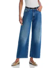 Mother The Dodger High Rise Ankle Wide Leg Jeans in Green Thumb