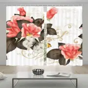 Flowers White Butterfly 3D Blockout Photo Print Curtain Fabric Curtains Window