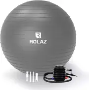Rolaz Unbreakable Exercise Ball Yoga Stability Fitness Workout Medium Gray 55cm