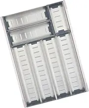 Bella Drawer Organiser 4 Column Stainless Steel Caddy with Adjustable Dividers for Kitchen Utensils (550mm)