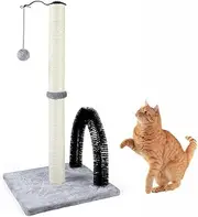 Cat Scratching Post, Sisal Scratch Posts Vertical Scratcher, Claw Scratcher with Arch Self Groomer Massager, Stable Sisal Cat Post for Indoor Cats from Kitten to Adult Cats