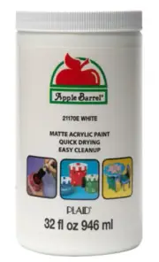 Apple Barrel 21170E Acrylic Craft Paint, Matte Finish, White, 32 Fl. Oz.