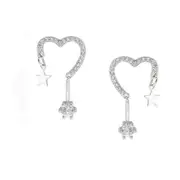 2PCS Silver plating Geometry Heart Stud Earrings for Women Girl Fashion Small Simple Ear Hoops Party Jewelry
