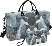 [ZRYSMY] Robot Cool Man Duffel Bag for Traveling, Travel Bag Gym Bag, with Multiple Interior Pockets Shoulder Weekender Bag for Women Men with Toiletry Bag 20.5L x 1.9W x 13.8H, Multi-Colored, one size