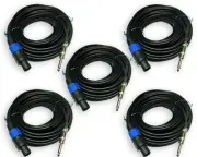 5pack 25 FT foot 1/4to speakon compatible speaker cable cord DJ PA MONITOR STAGE