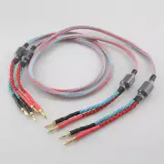 Pair OFC Audio Speaker Cable High-end 16 Core Amplifier with Banana Spade Plug