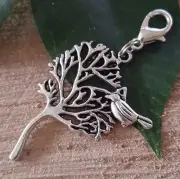 Lg Bodhi Sacred Fig Tree of Life Love Clip Charm Pendant Silver Fertility 1.5 "
